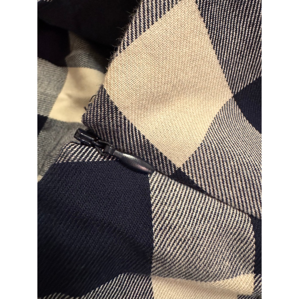 Lauren Ralph Lauren Navy Cream Buffalo Plaid Ruffle Midi Skirt Cotton Women's 12 - Picture 6 of 7